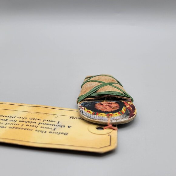 Grand Canyon Souvenir 1932 Papoose on Cradleboard Leather Wrapped Cardboard - Picture 7 of 9